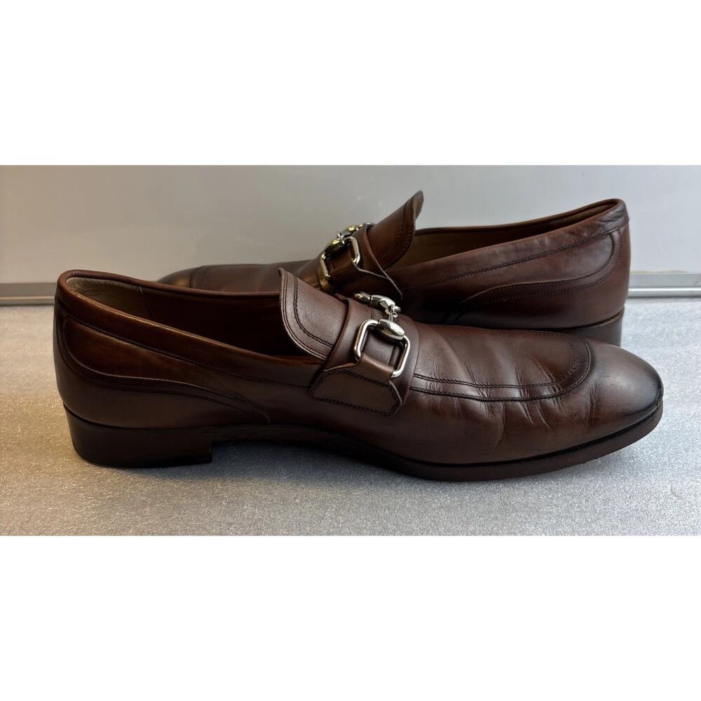 Gucci Horsebit Loafers Brown Men 8.5 Slip-On Leather Italy 337043 - Picture 4 of 11